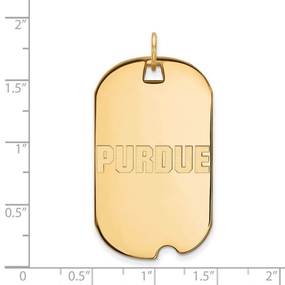 10k Yellow Gold Purdue Large Script Dog Tag Pendant
